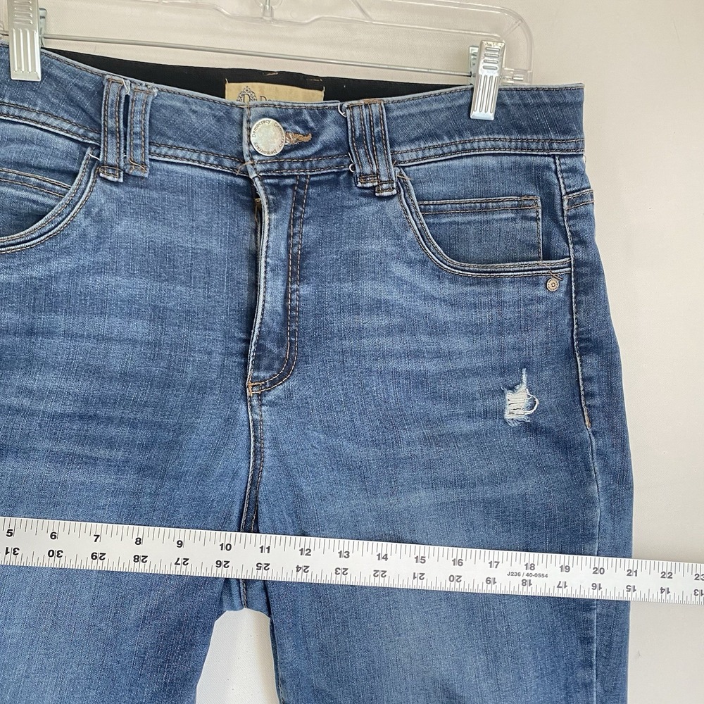Democracy Ab Technology Jeans Size 10 Blue Straight Leg Raw Hem Distressed - Picture 5 of 10